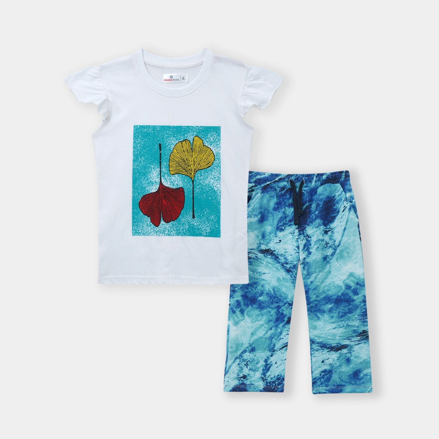 Premium quality Floral Printed Girls Summersuit With Multicolour Trousers