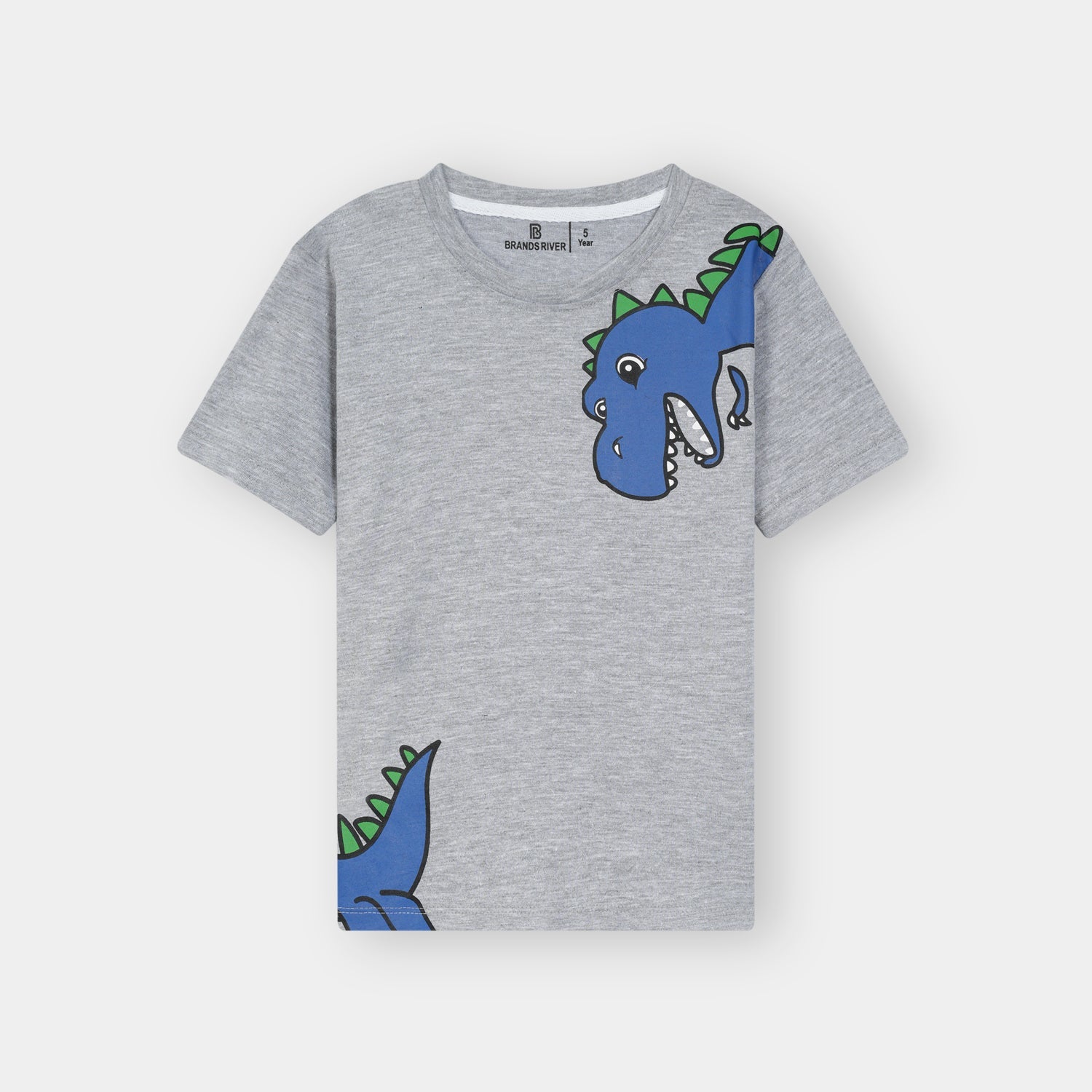 Premium Quality Boys 'DINO' Printed Grey Summersuit with Black Shorts