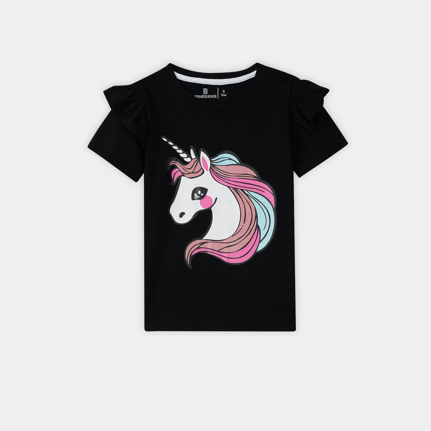 Premium Quality "Unicorn" Printed Black Black Summer Suit for Girls