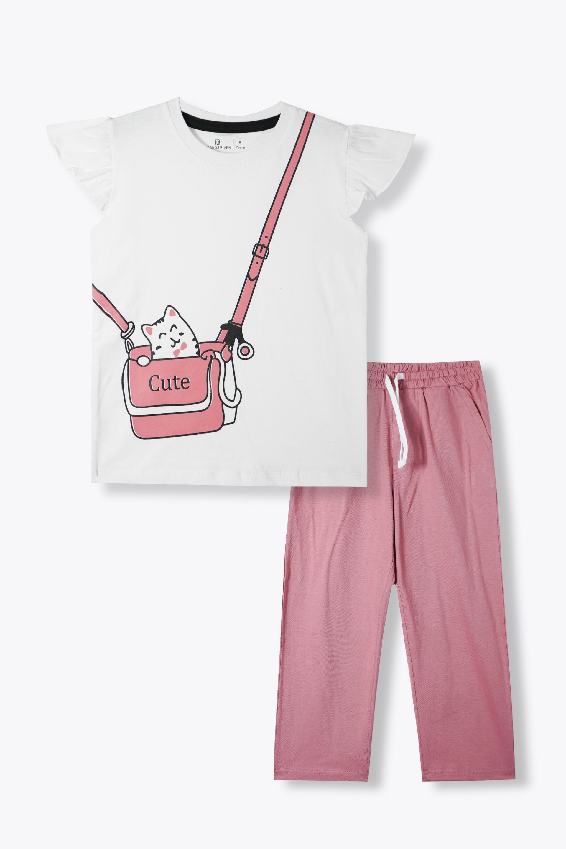Premium Quality "Kitty" Printed Girls Summer Suit