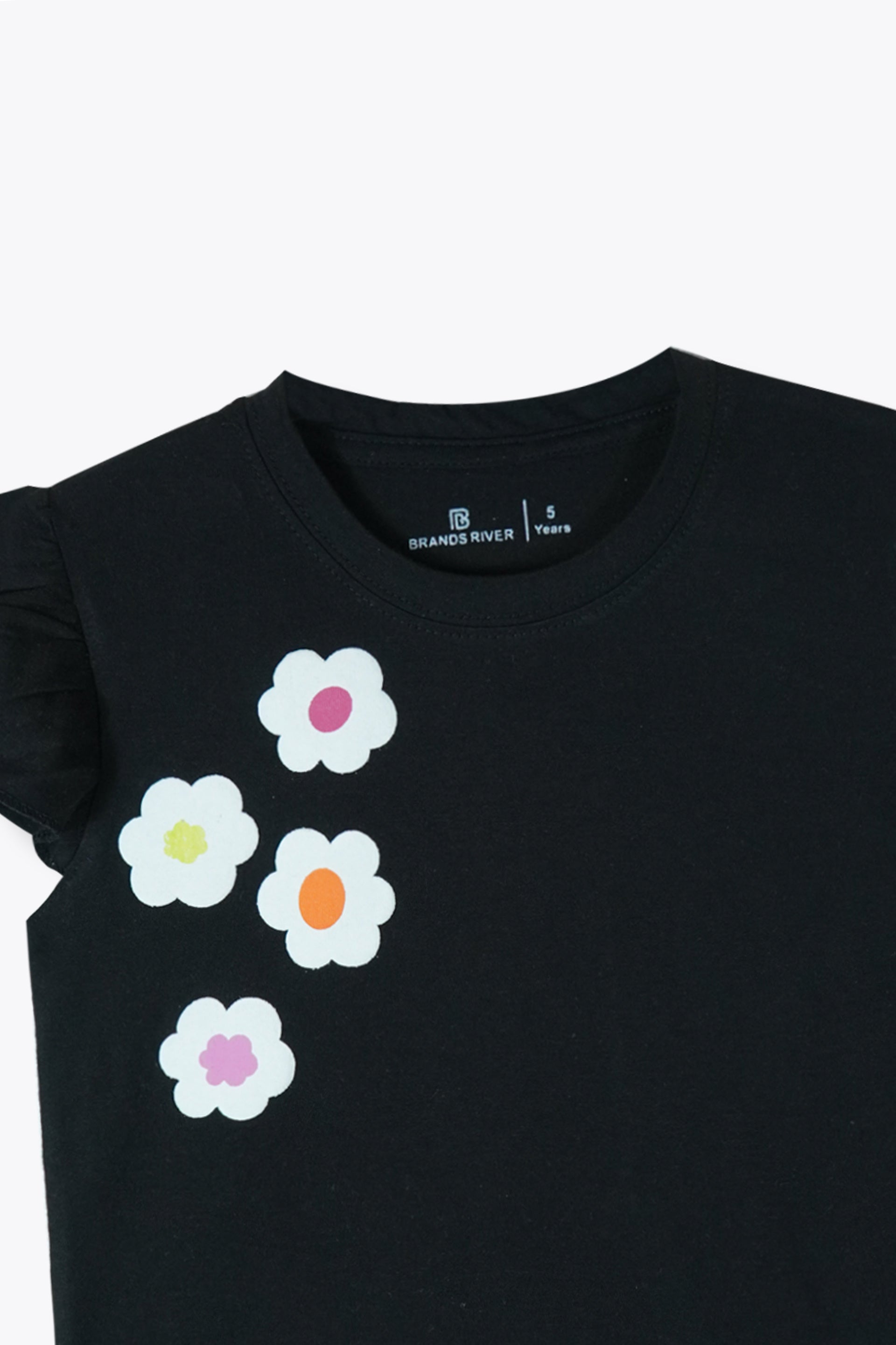 Girls Premium Quality Floral Printed Black Summer Suit