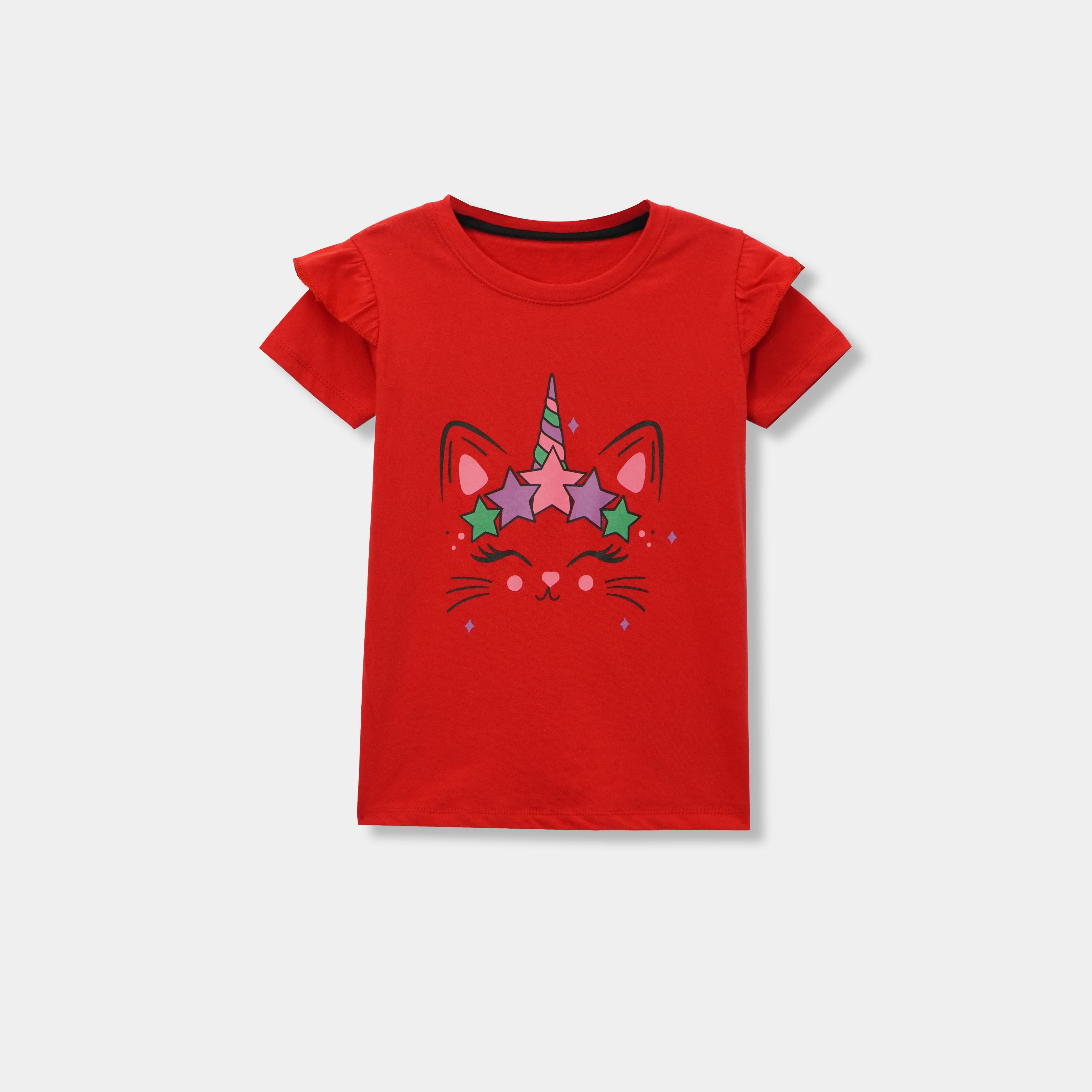 Graphic Printed Red T-Shirt for Girls