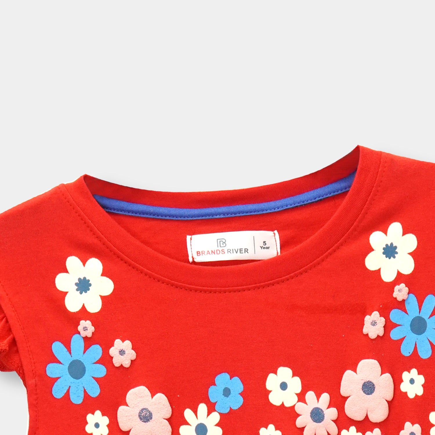 Girls Premium Quality Floral Printed Red Frock