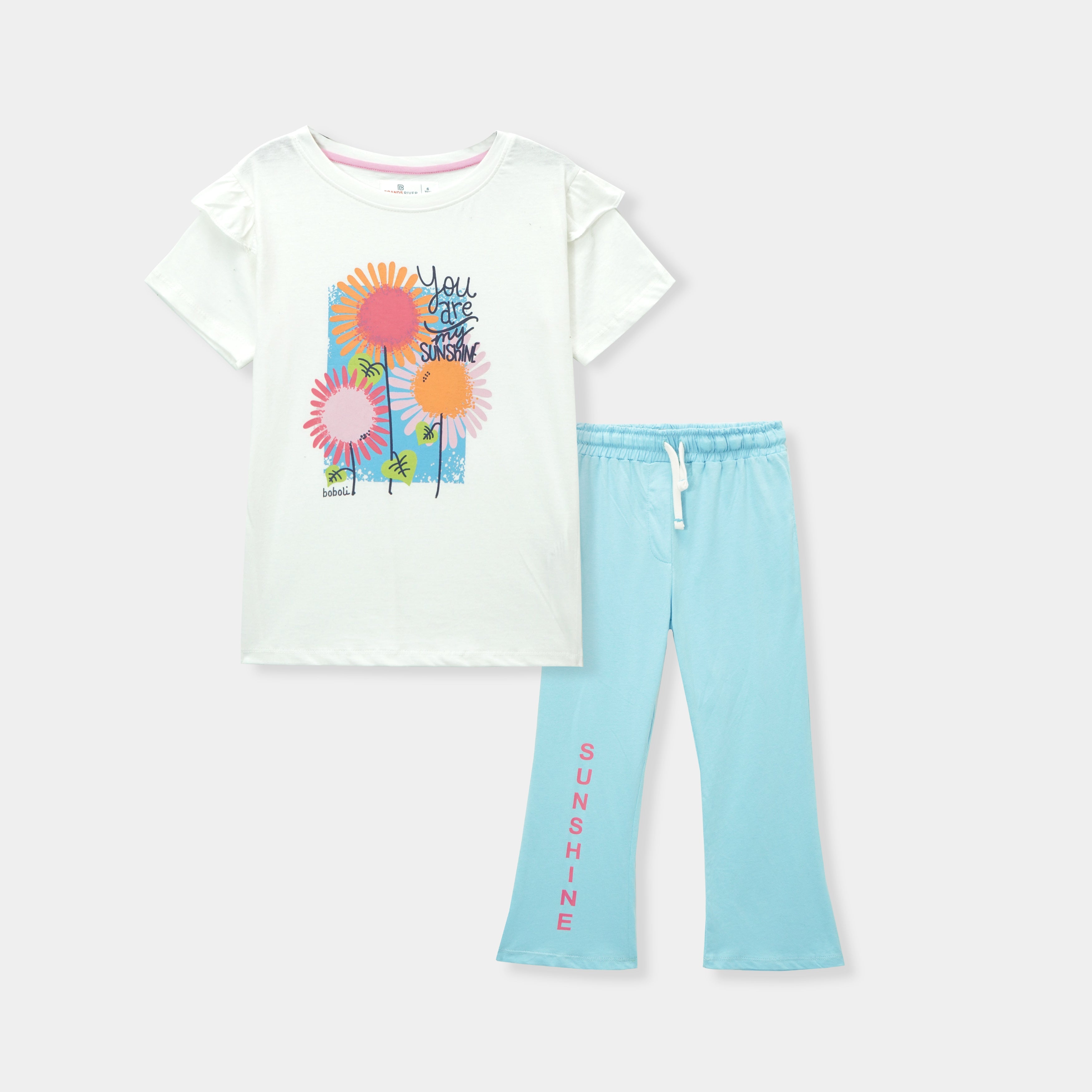 Premium quality Soft Cotton "Sunflower" Printed Summersuit for Girls