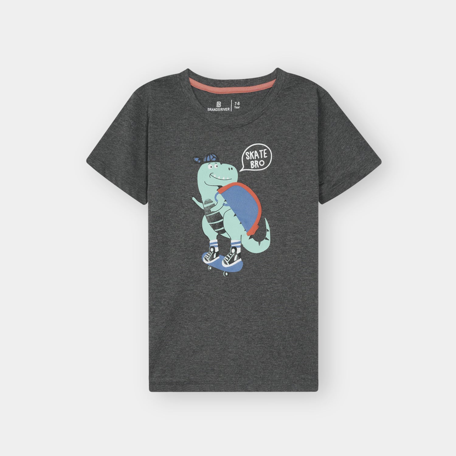 Premium quality Boys 'Skating DINO' Grey summer suit