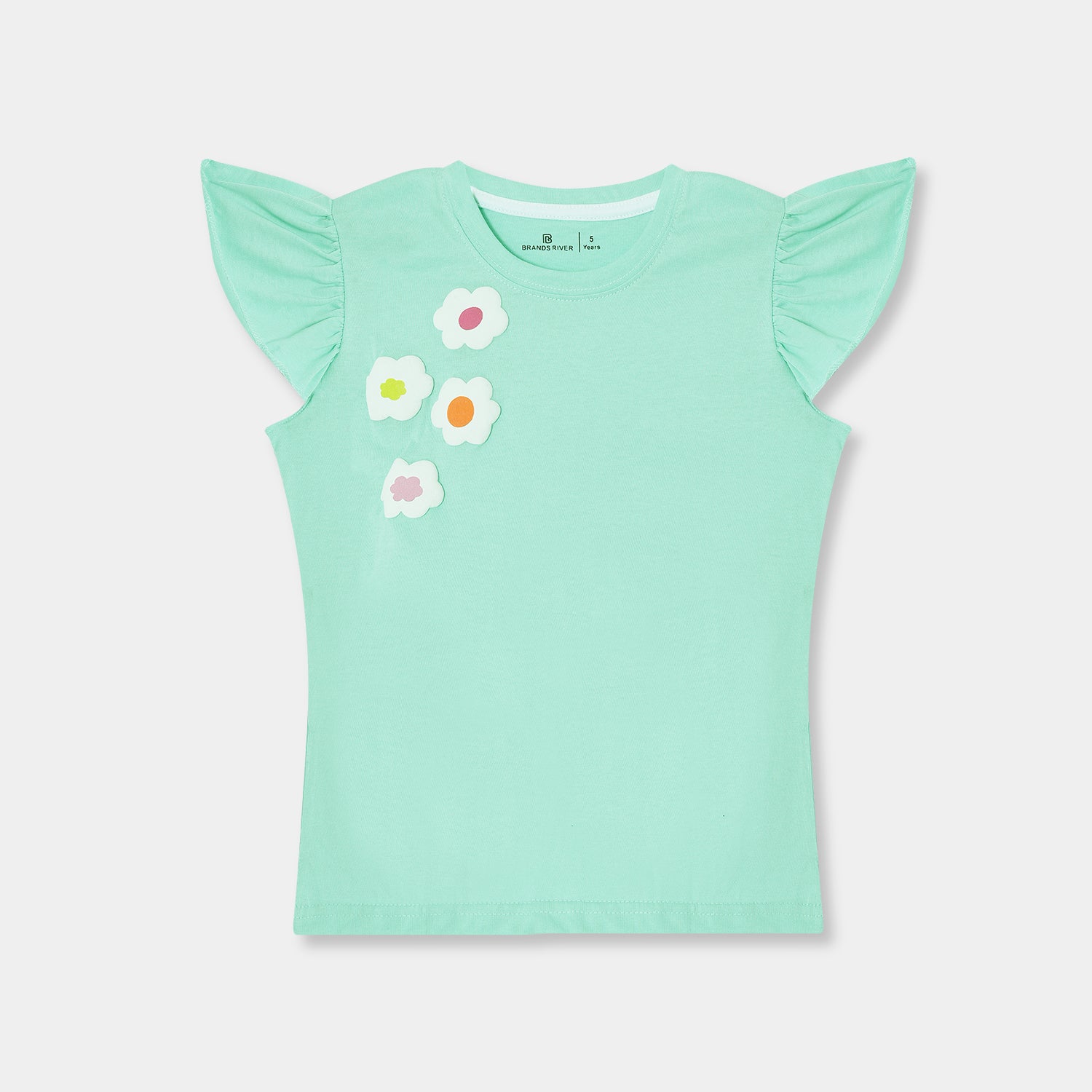 Girls Premium Quality Floral Aqua Green Summersuit