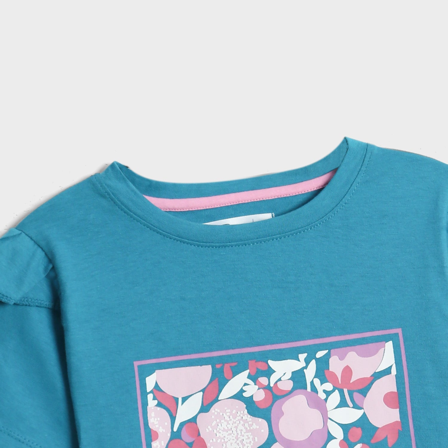 Premium quality Soft Cotton" Floral" Printed Aqua Suit for Girls