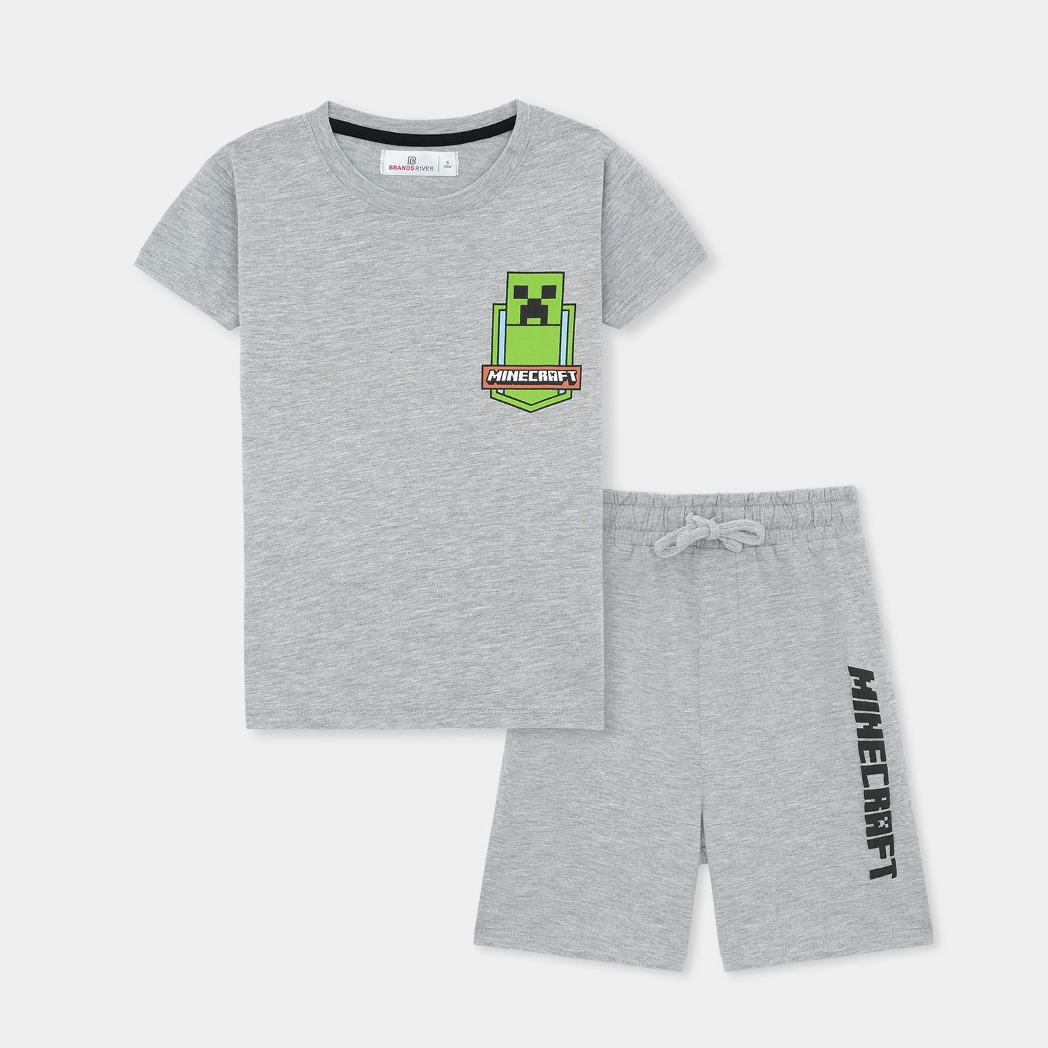 Premium Quality Boys 'Minecaft' Printed Grey Two piece summer suit