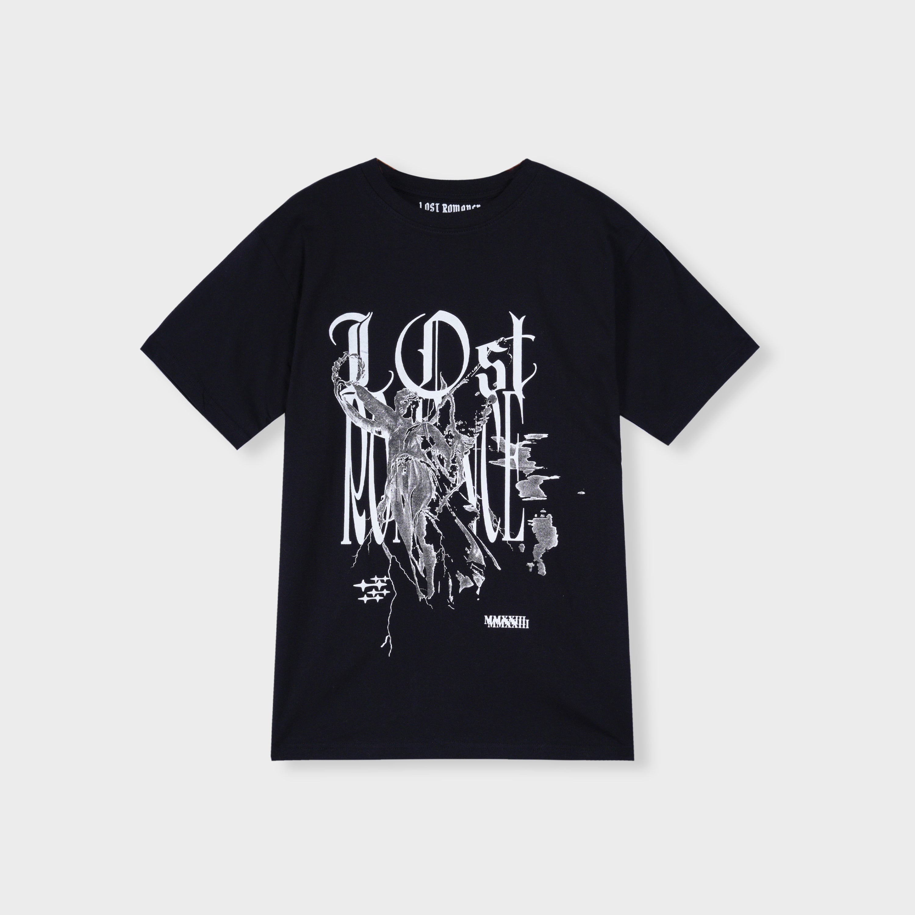 Men Premium Quality Cotton "Lost Romance" Graphic Black T-shirt