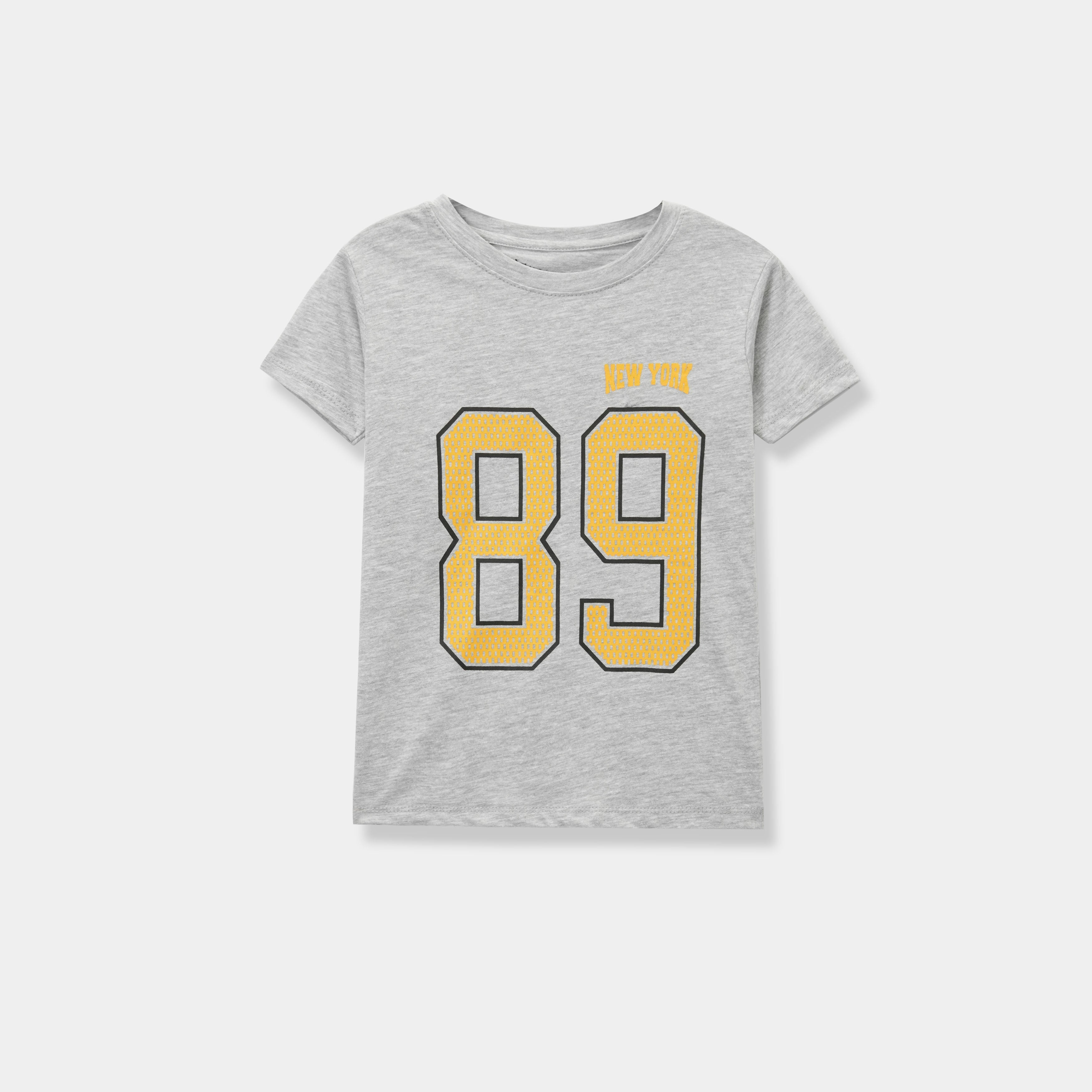 Grey "89" Baseball T-Shirt For Boys