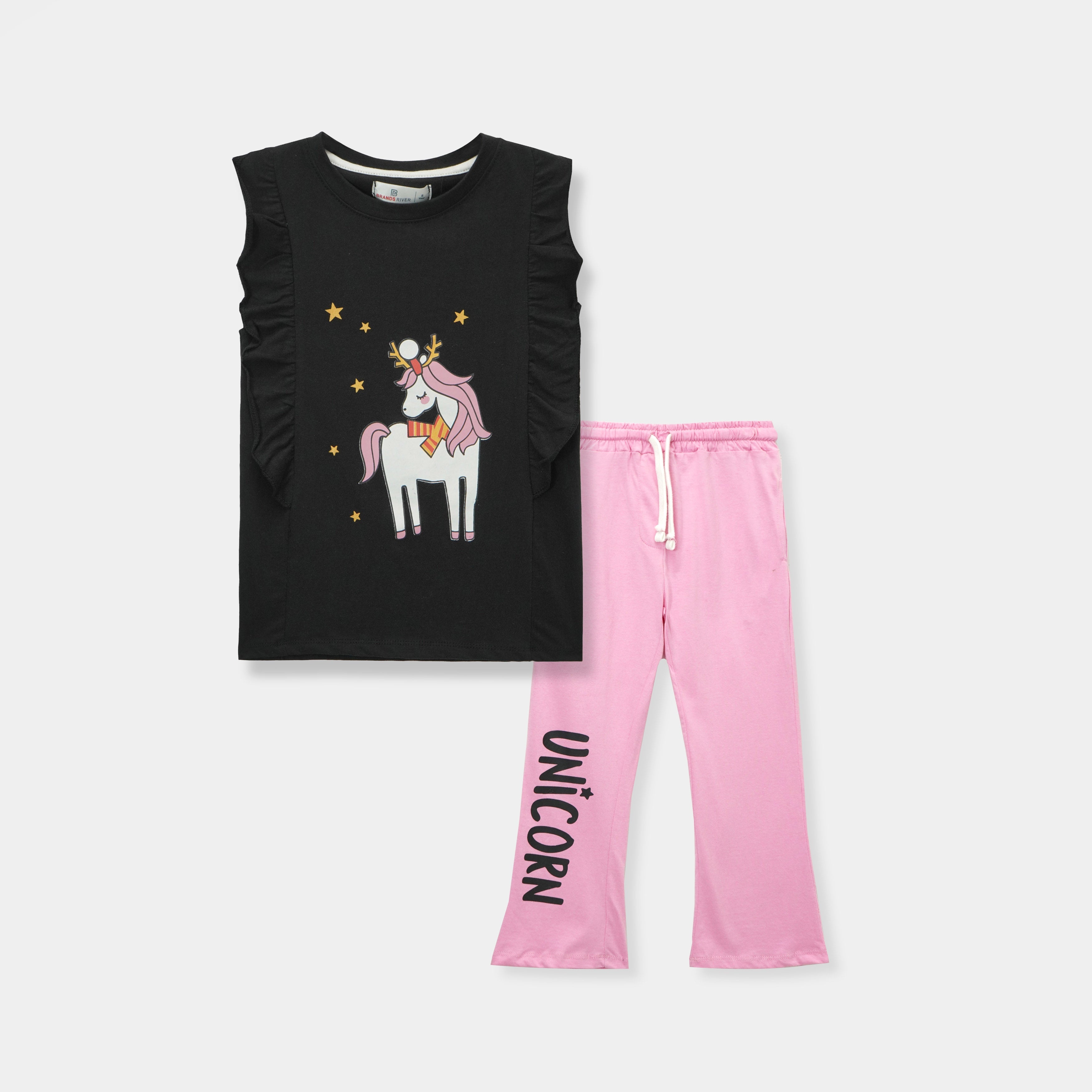 Premium Quality "Unicorn" Printed Frilled Suit for Girls