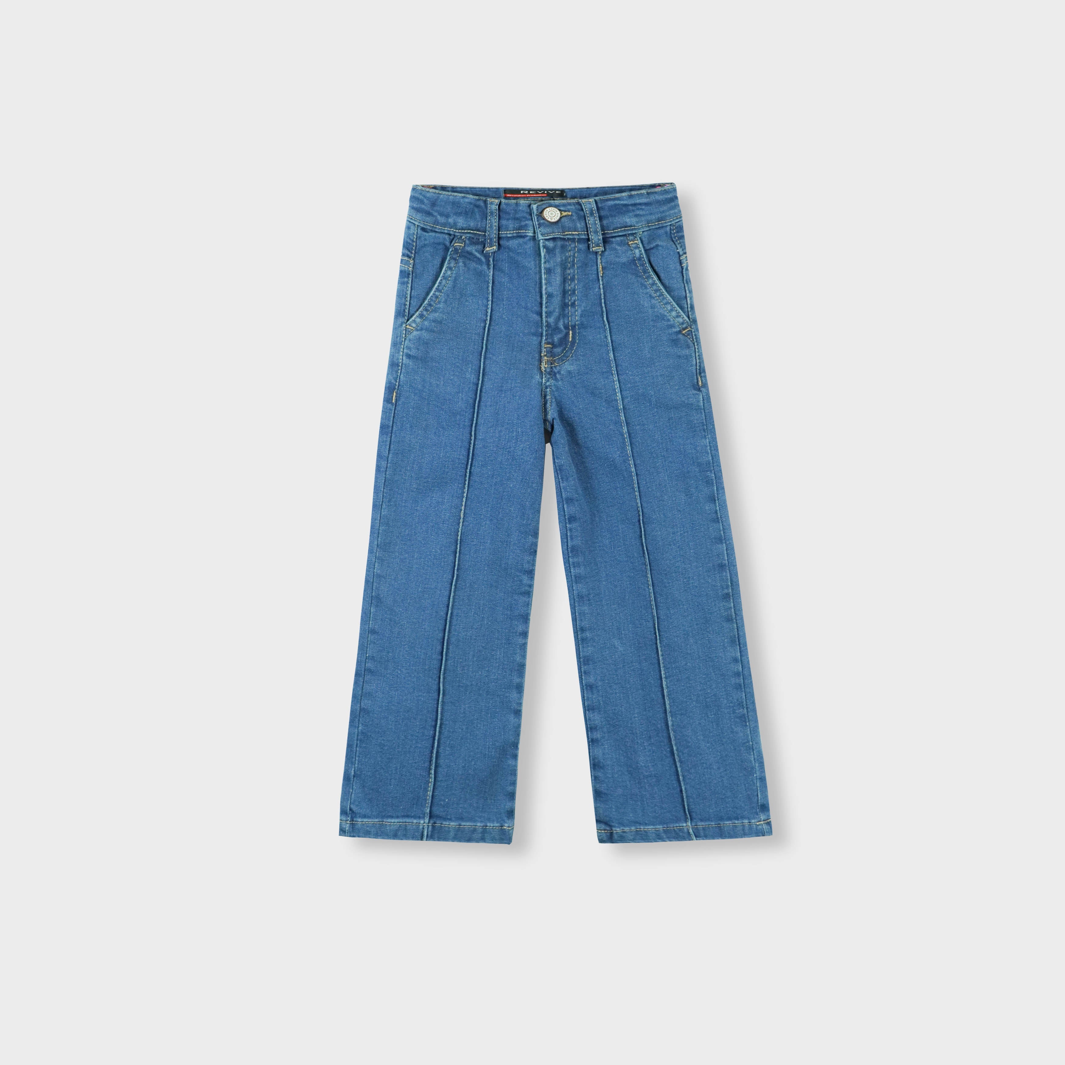 Girls Dark wash Loose fit Pintex pleated jeans