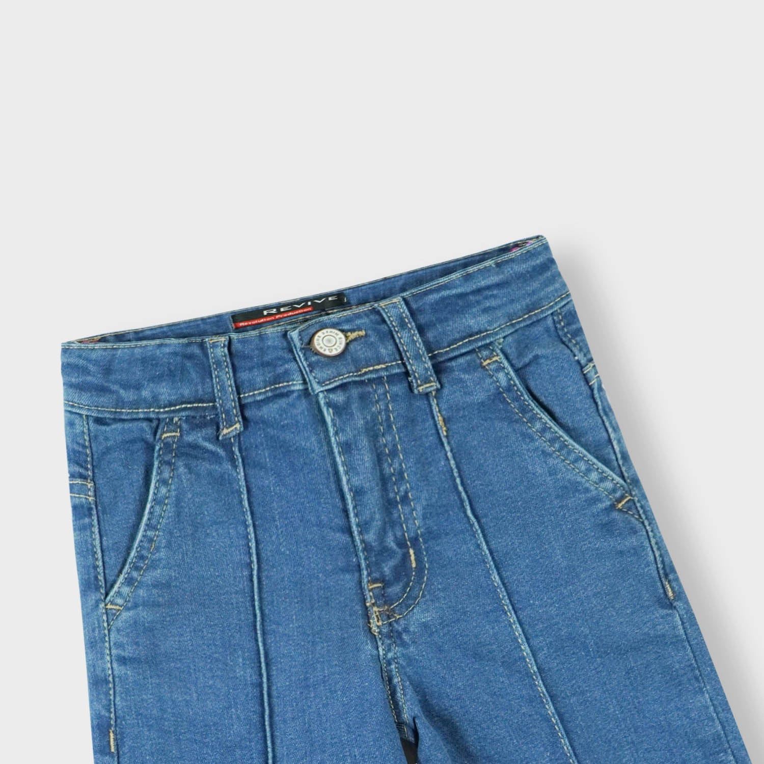 Girls Dark wash Loose fit Pintex pleated jeans