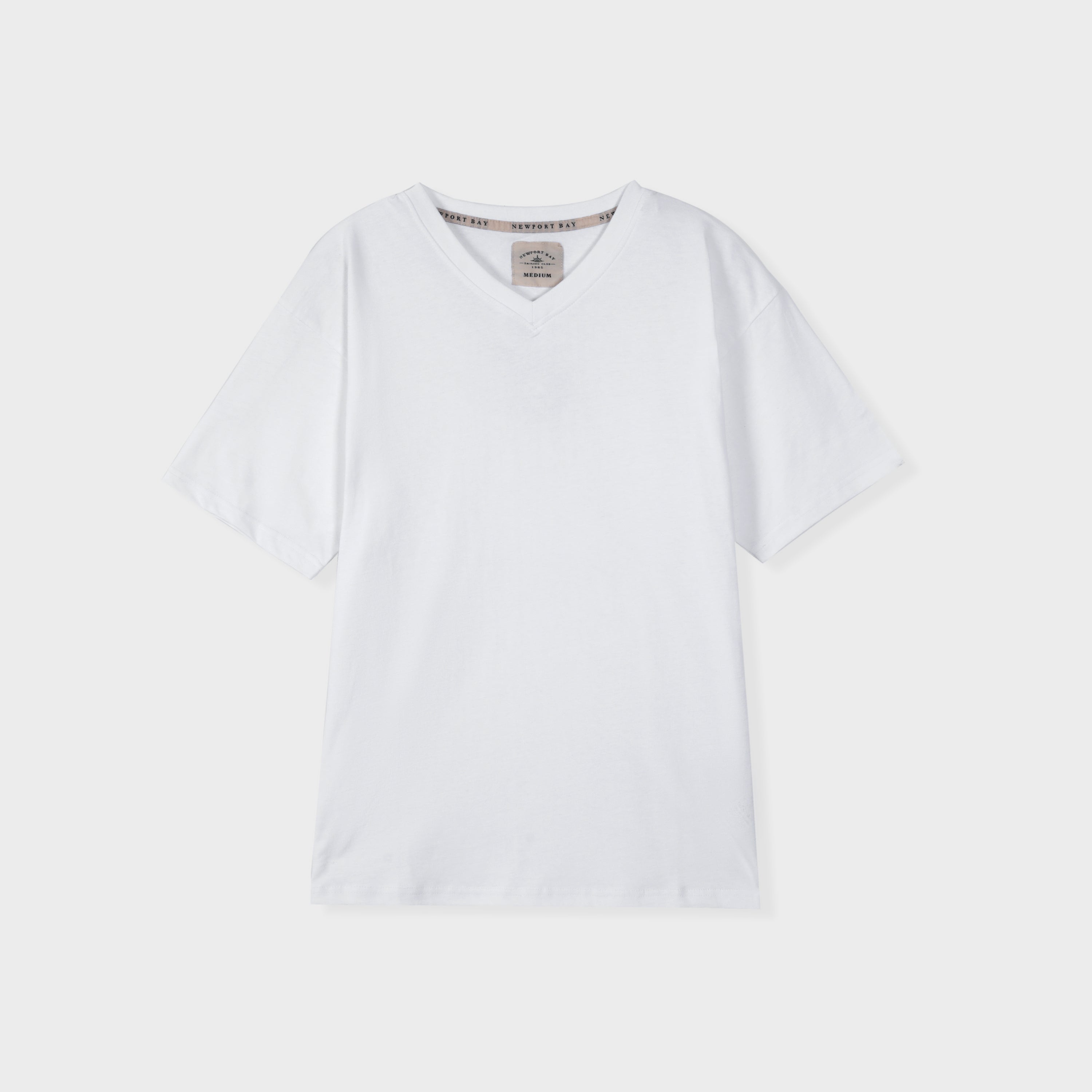 Premium Quality Cotton Plain White V-Neck T-shirt For Men