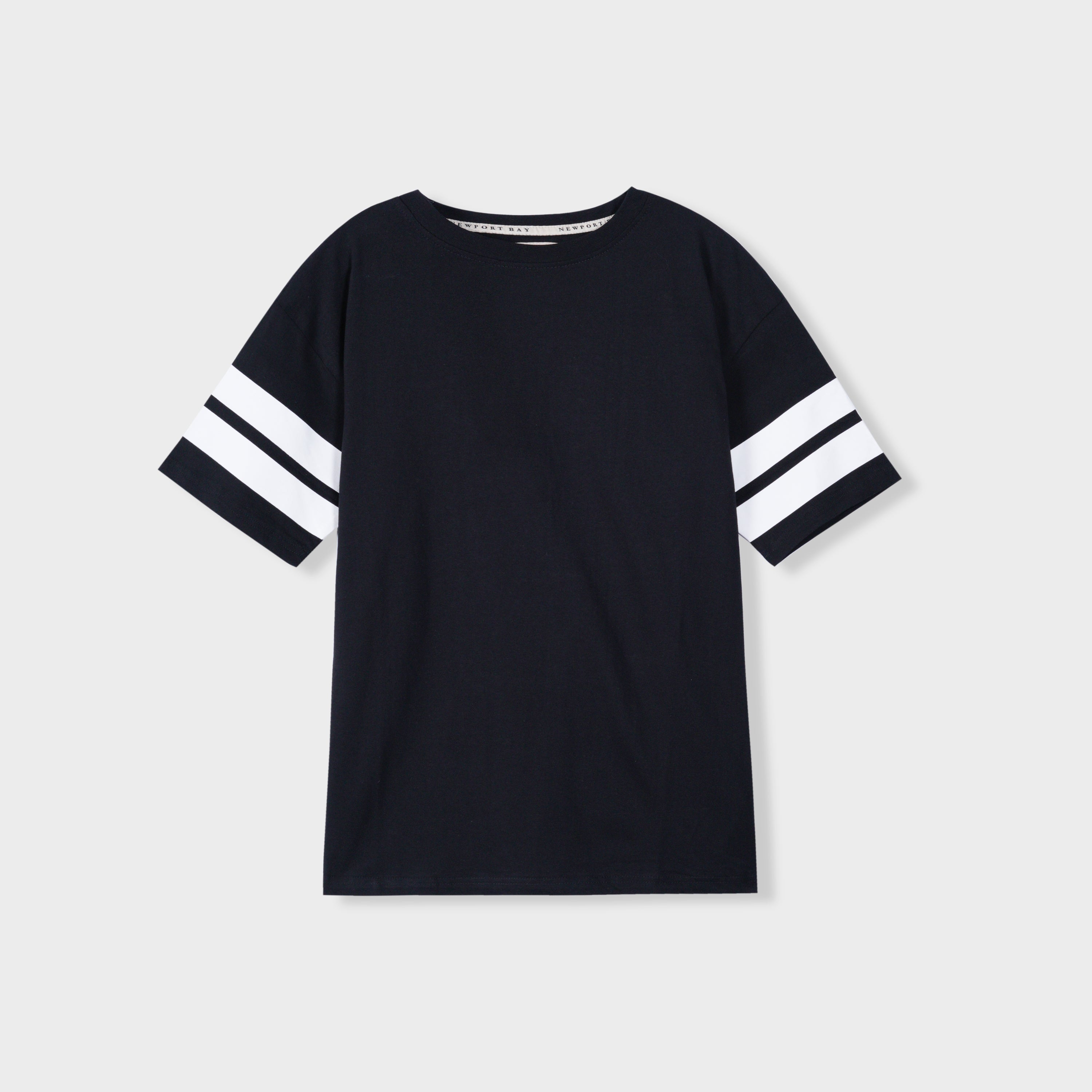 Men Premium Quality Cotton "Striped Sleeve" Black T-shirt
