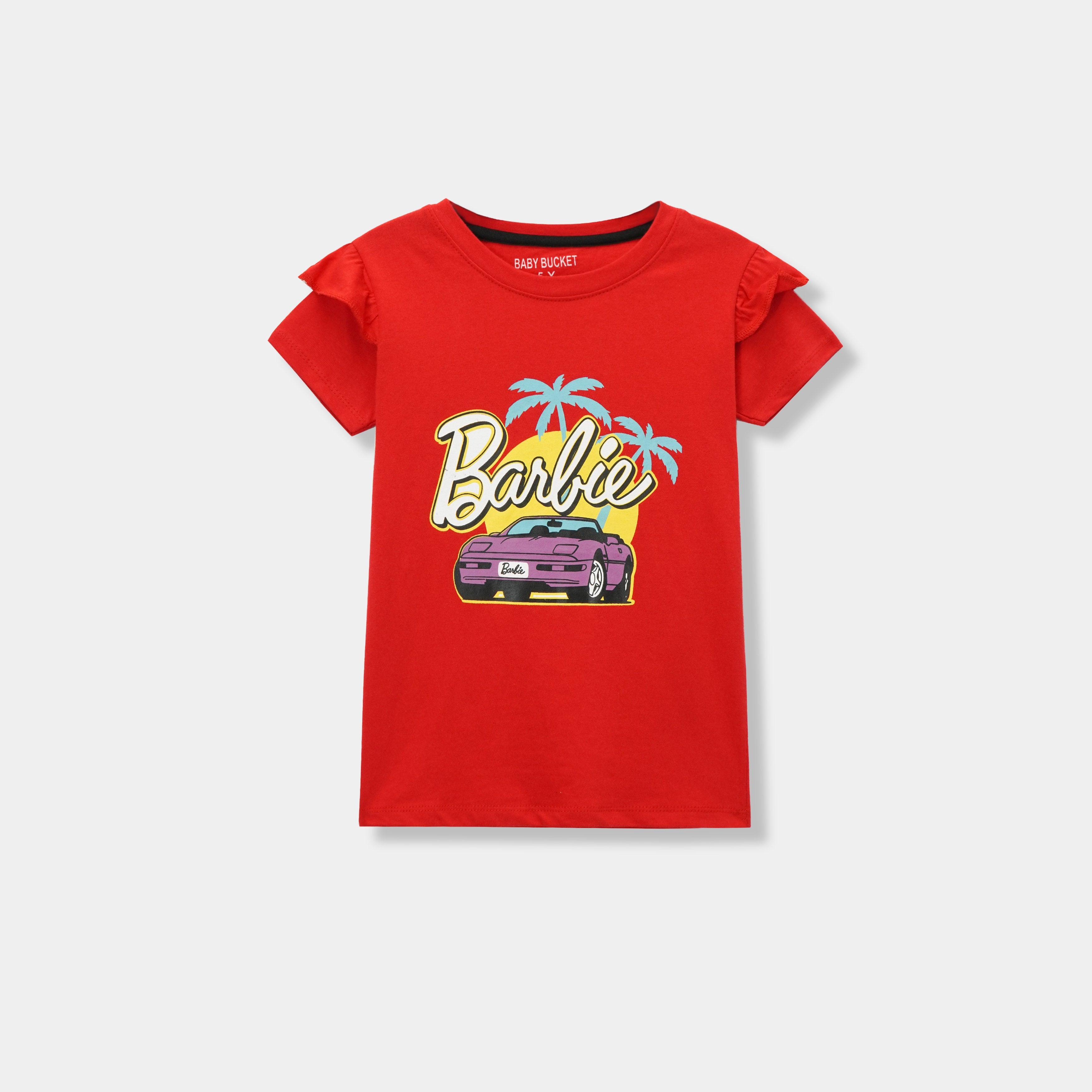Girls "Barbie" Graphic Printed Red T-Shirt